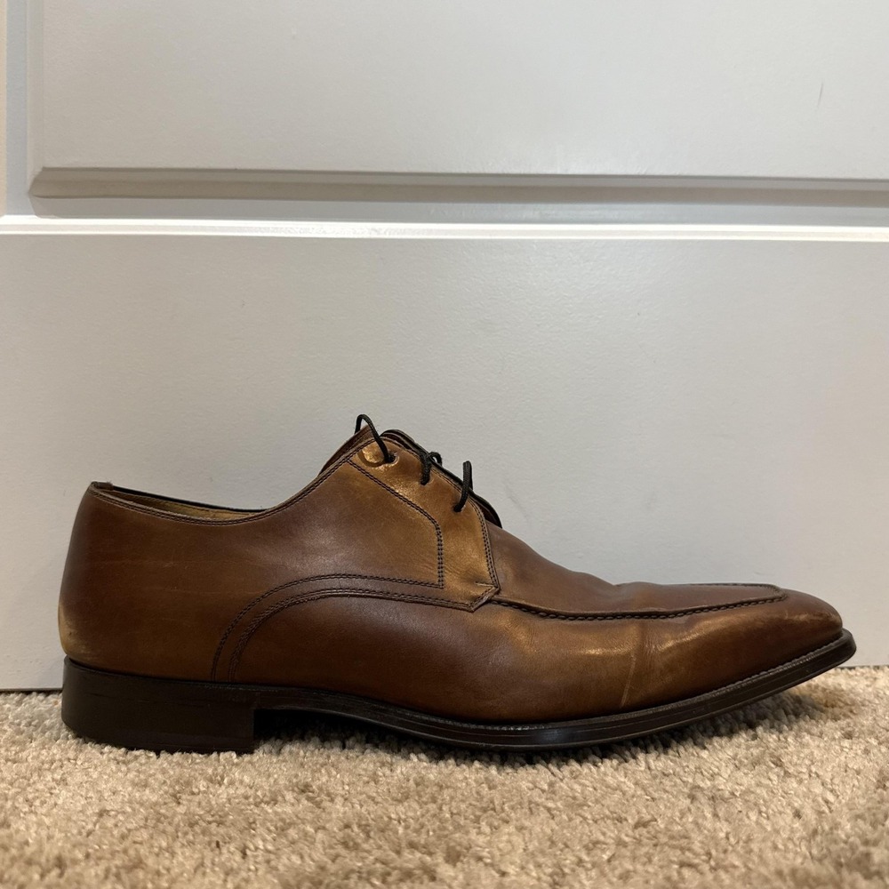 Magnanni Shoes Mens Size 10.5 Brown Leather Derby Square Toe Dress 13723 Spain